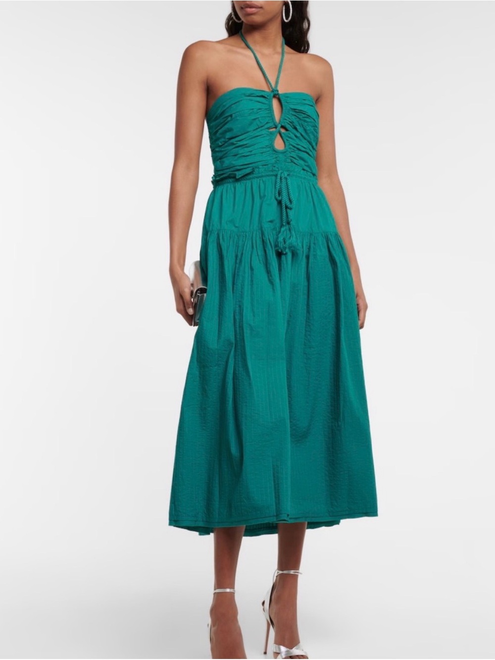 Ulla Johnson Emerald Teal Cotton Midi Dress